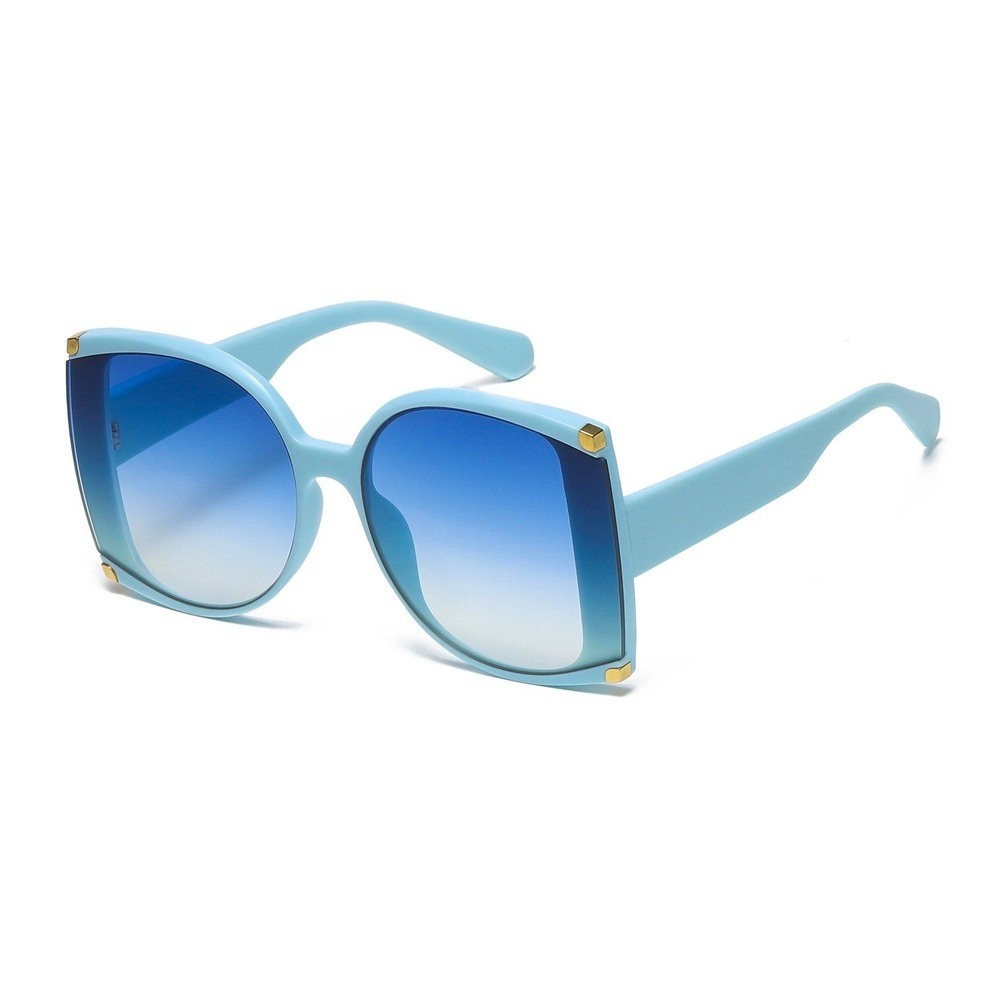 Oversized‎ Women Sunglasses Fashion Blue Flat Lens Square Model Party Festival